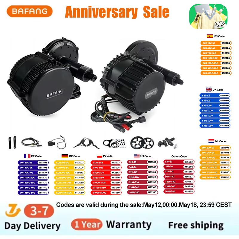 Side Hung Mid Drive Motor Kit - Bafang BBSHD 1000W 52V 48V 68