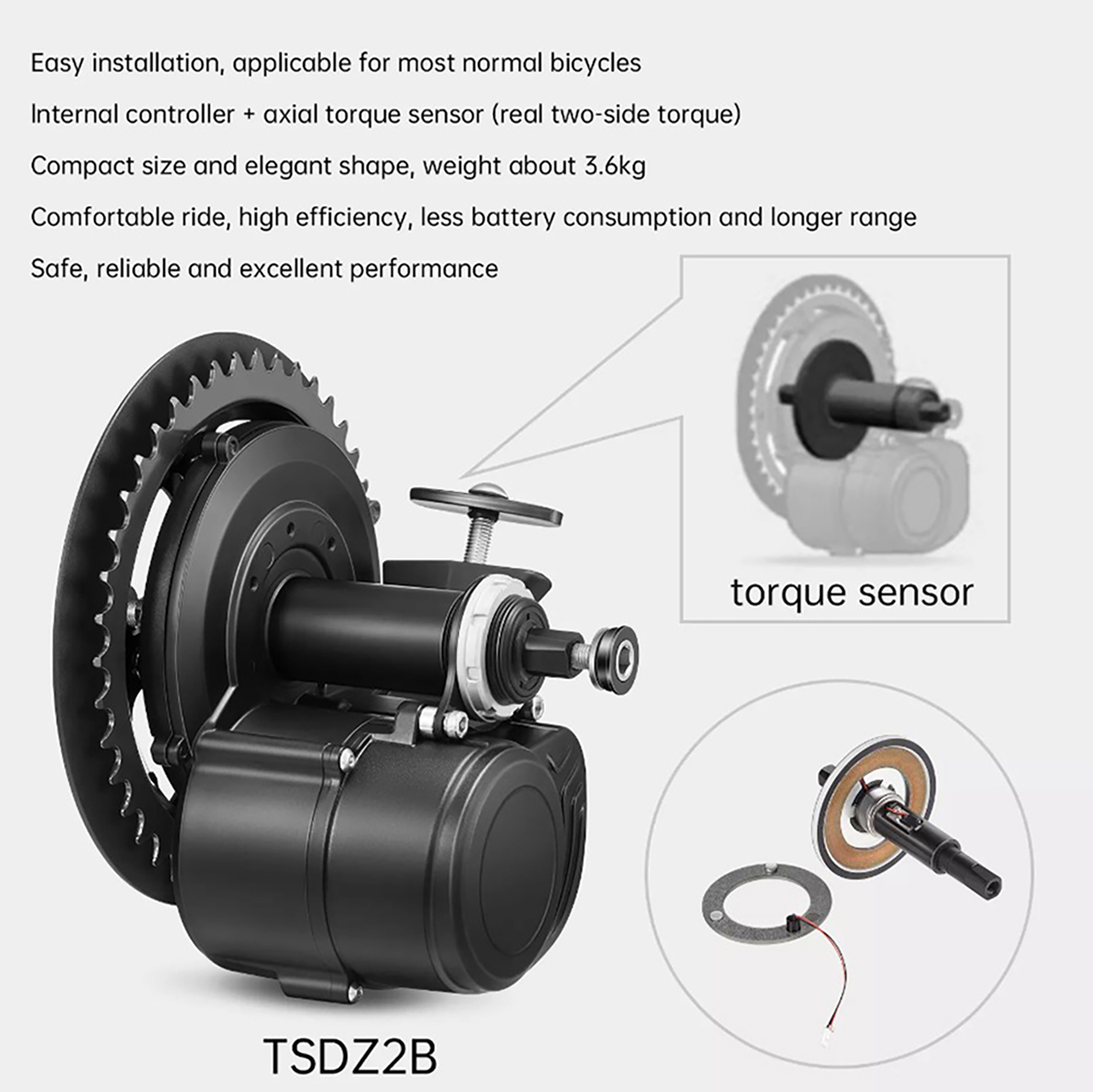 Tongsheng TSDZ2B BB 120 มม.100 - High Torque Brushless Mid Motor Kit บทวิจารณ์และราคา